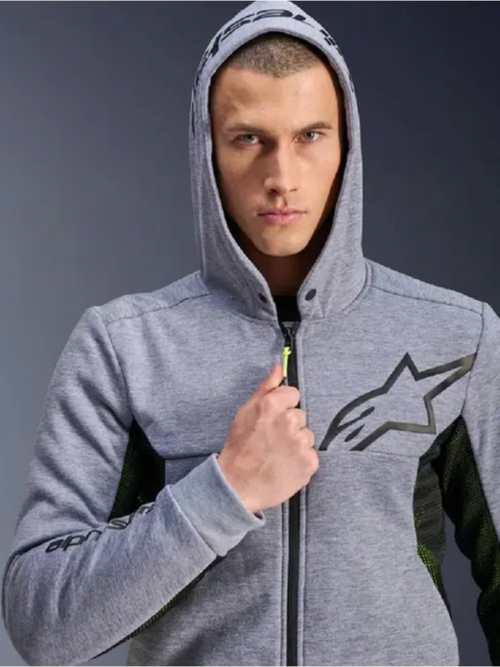 Alpinestars Tech-Fleece Gray Hooded Mesh Airflow Protective Riding Zip Jacket